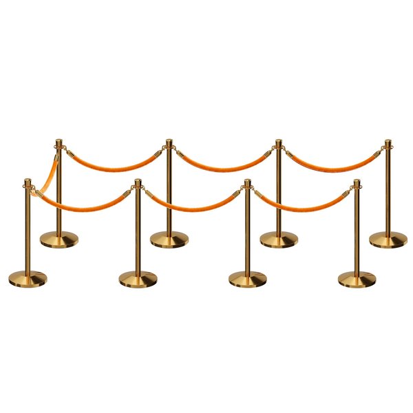 Montour Line Stanchion Post and Rope Kit Pol.Brass, 8 Crown Top 7 Gold Rope C-Kit-8-PB-CN-7-PVR-GD-PB